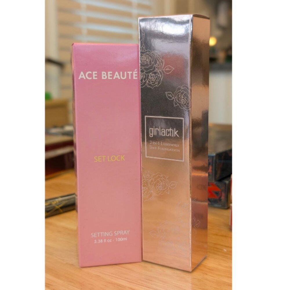 NIB Ace Beauté Setting Spray & Girlactik 2-in-1 Foundation Bundle